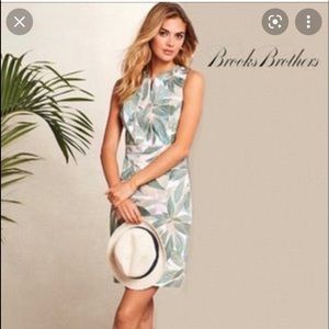 Brooks Brothers Tropical Leaf Print Tailored Dress size 12 NWT.